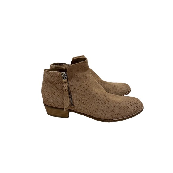 Dolce Vita Perforated Tan Zip Ankle Booties Boots Womens Size 9.5 Western Boho - Picture 1 of 11